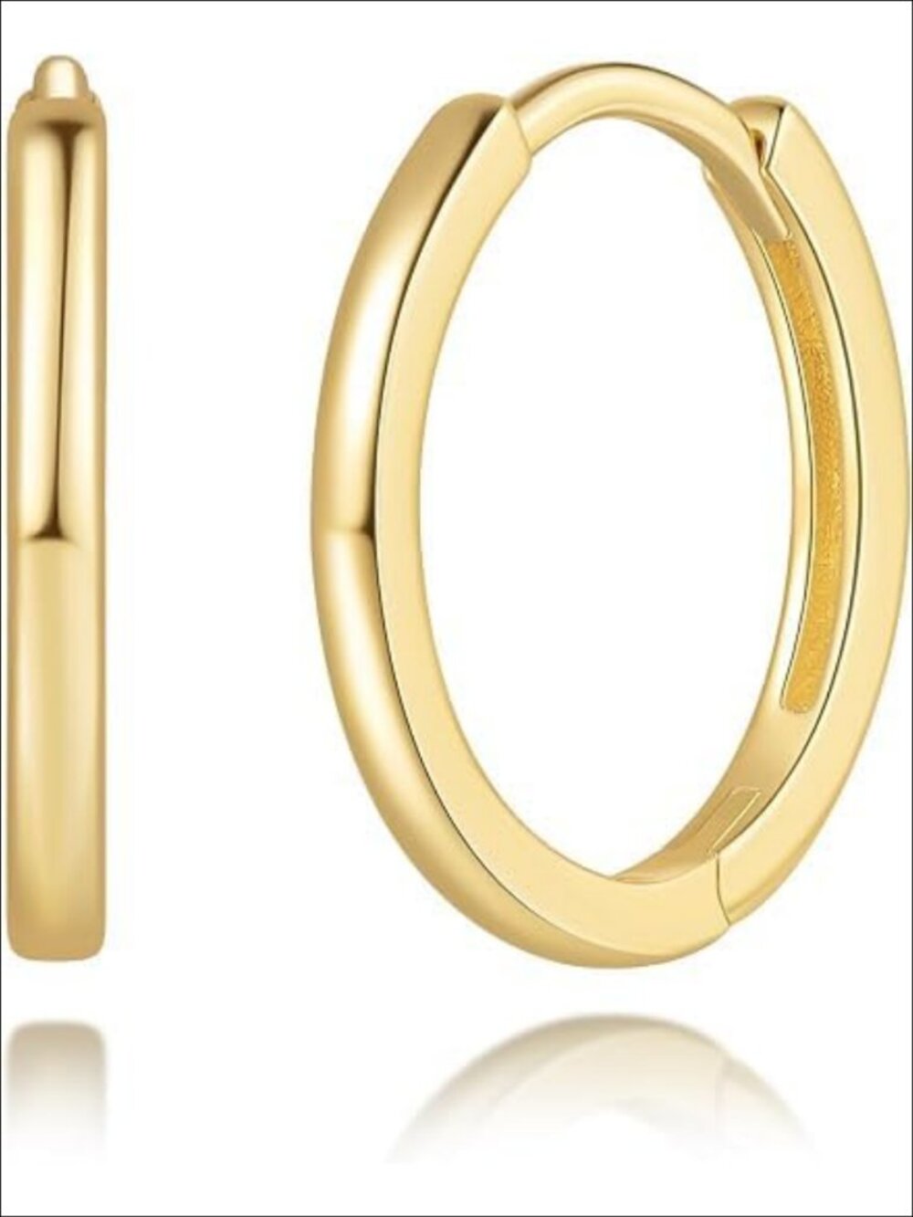 14K Real Gold Hoop Earrings Minimalist Huggie Women 18mm Anti-Tarnish